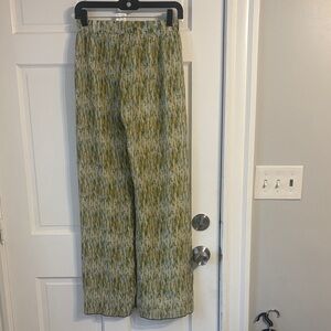 Green and White Patterned Pants